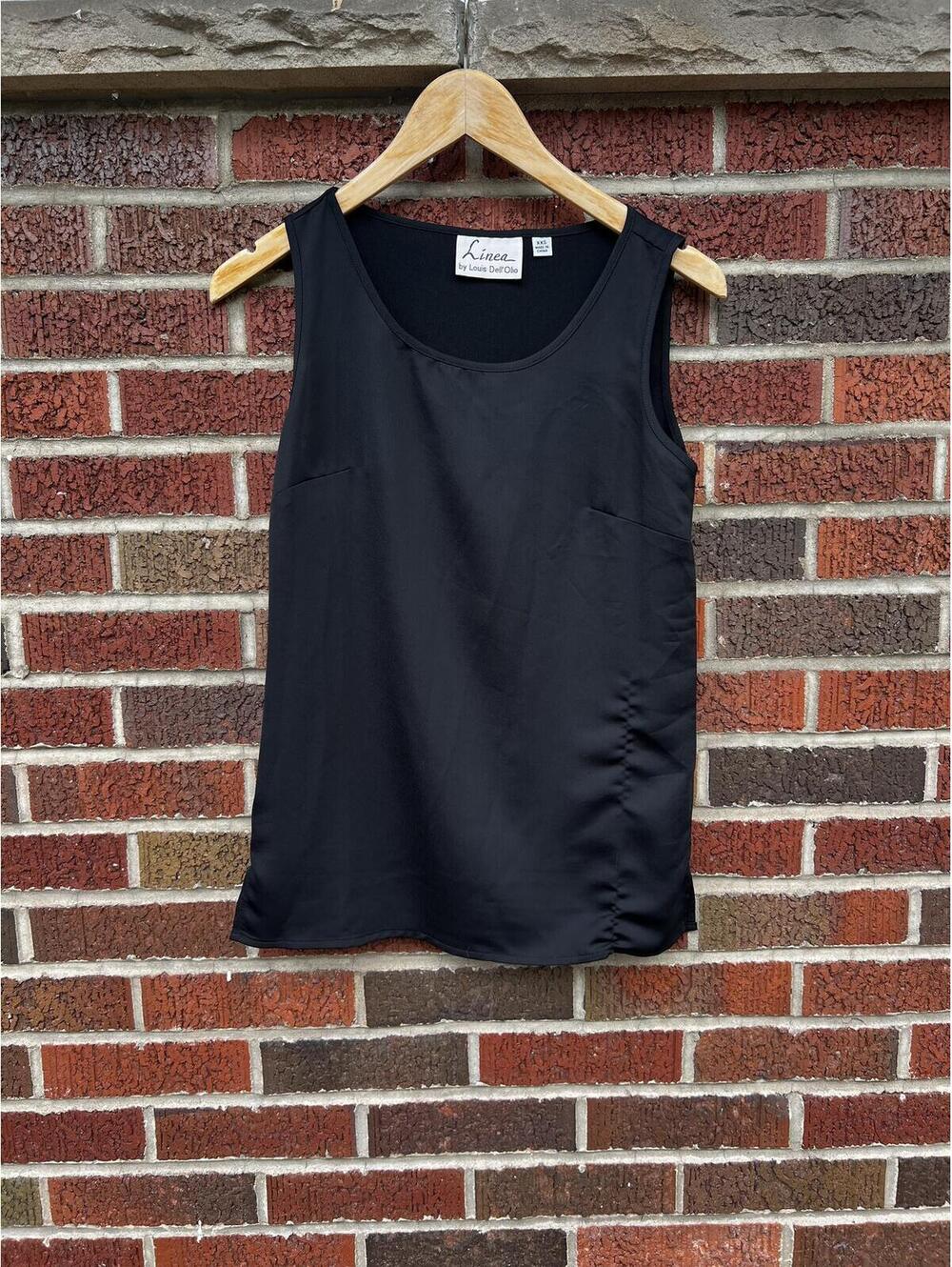 Linea Black Scoop Neck Chiffon Vintage Tank Top
